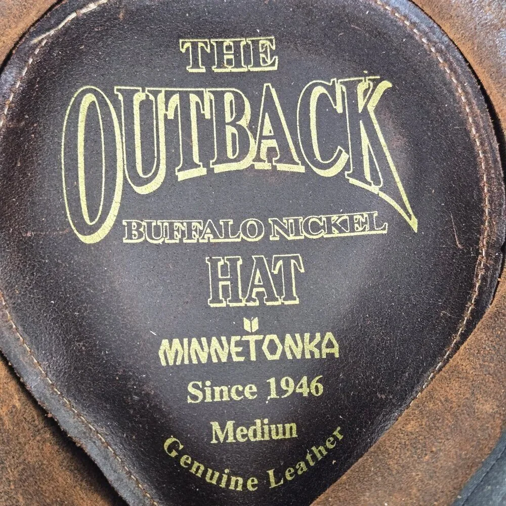 Minnetonka Size Medium Brown Leather The Outback Buffalo Nickel Hat Unisex